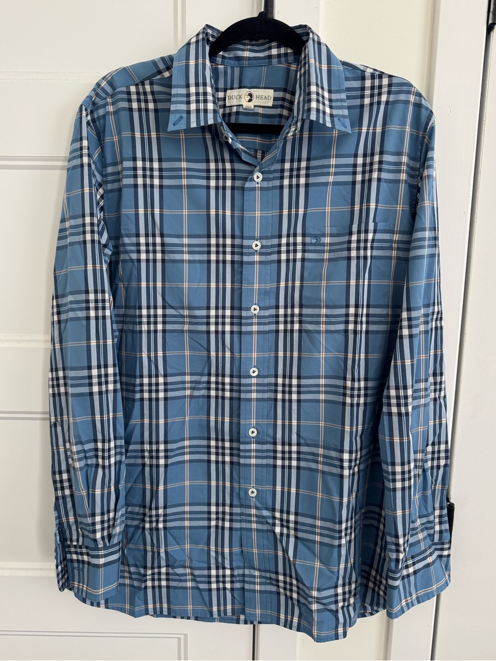 Duck Head Sport Shirt Long Sleeve Button Down Flannel in Tully / Coronet Blue